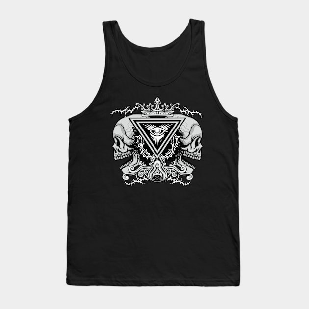 Aztec Culture Day Of The Dead Zombie Skull And Flowers Print Tank Top by XOZ